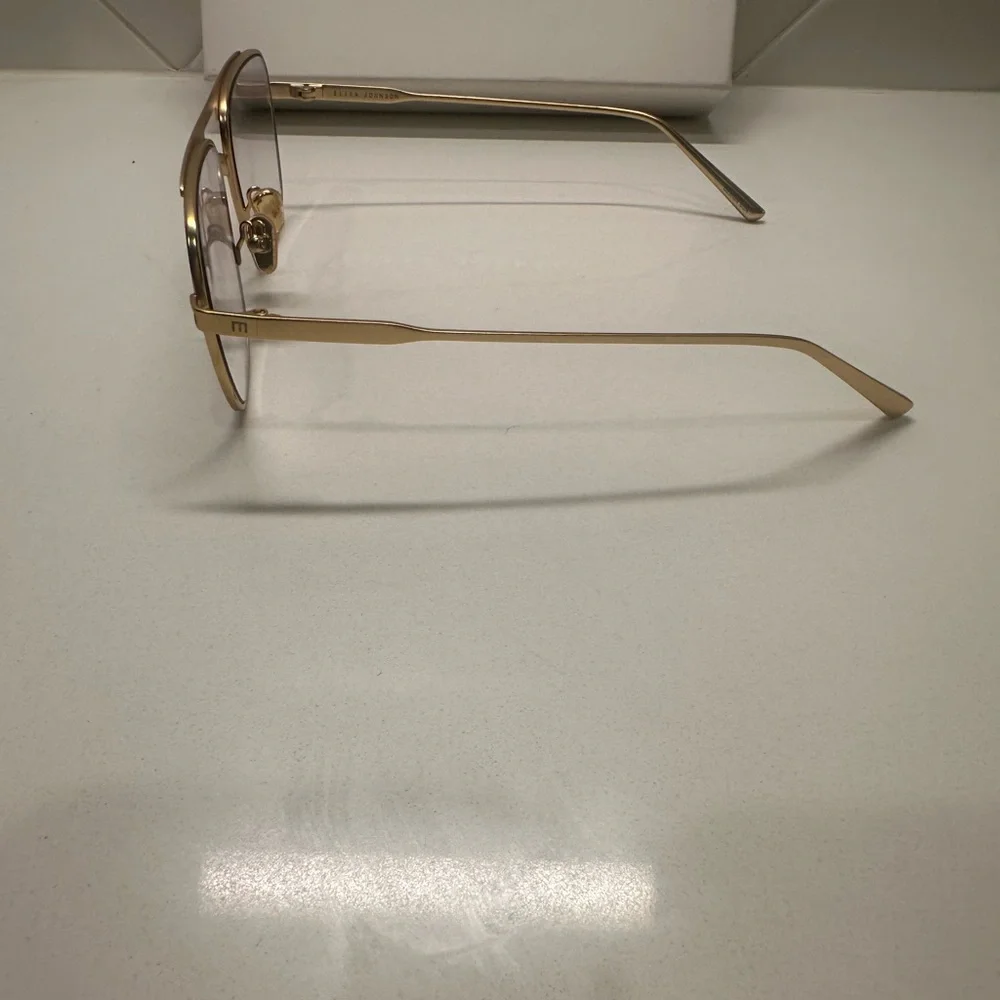 Elisa Johnson Women's Gold Metal Aviator Sunglasses - Light Tinted Lenses